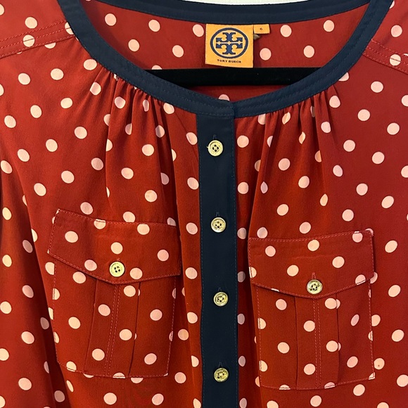 Tory Burch Red Polka Dot Blouse - Picture 2 of 8